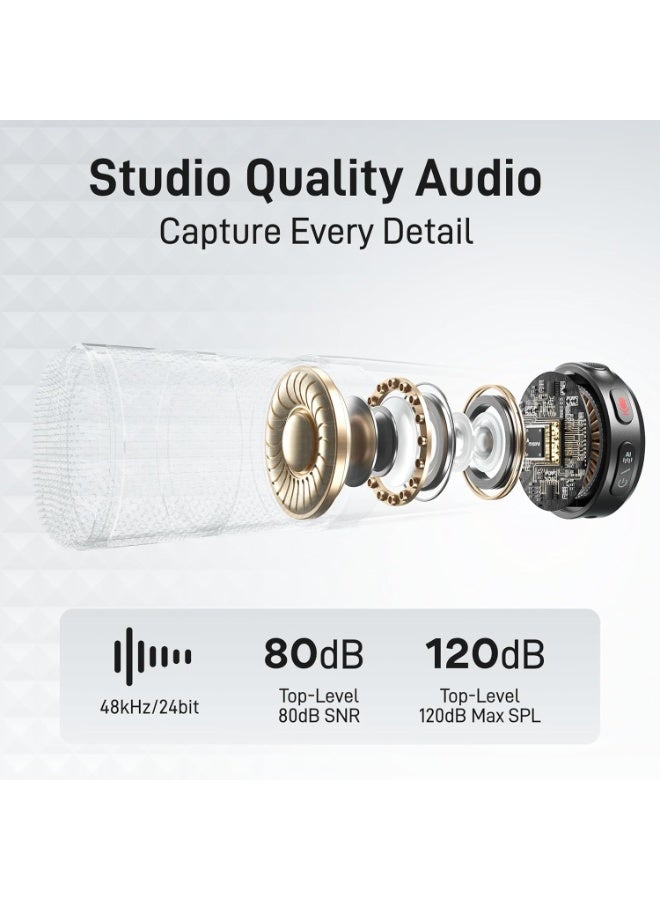 ماونو ميكروفون لاسلكي صغير من MAONO لأجهزة iPhone 17/16/15/Android/الأجهزة اللوحية، مزود بمنفذ USB-C، يدعم دقة 48 كيلوهرتز و24 بت، ومدى يصل إلى 300 متر، وفلتر صوتي، وخاصية إلغاء الضوضاء، وعمر بطارية يصل إلى 30 ساعة، مثالي لتسجيل الفيديو والبث المباشر - Wave T5 - Image 2